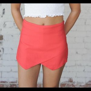 Coral envelope skort